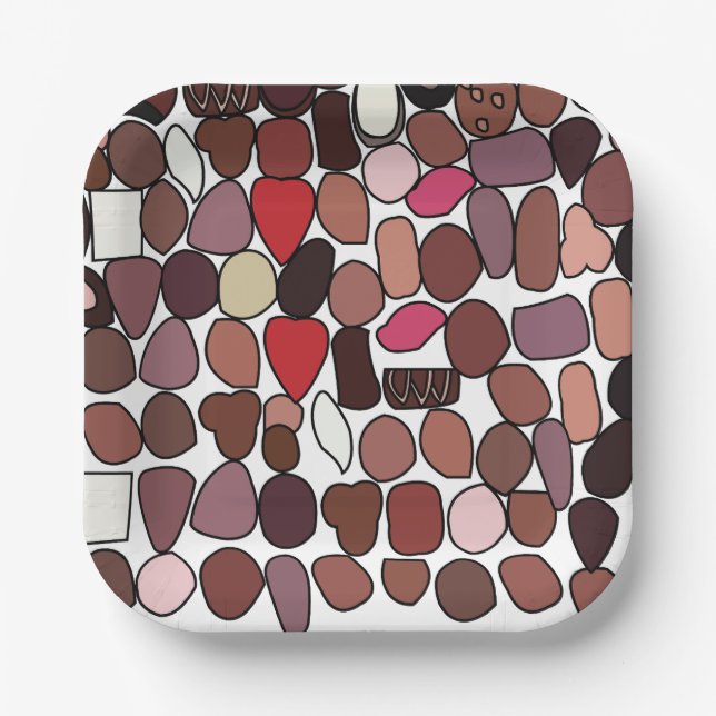 Assiettes En Carton Chocolat confiserie Bonbons fête d'anniversaire (Recto)