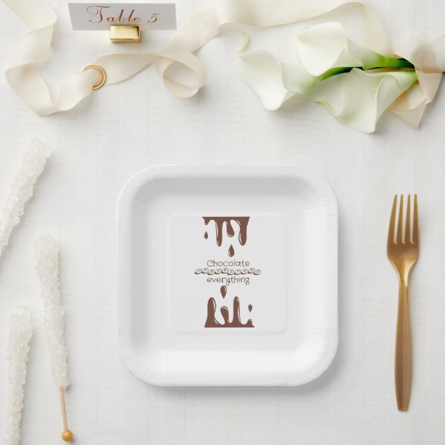 Assiettes En Carton Chocolat drôle (Mariage)