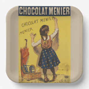 Assiettes En Carton Chocolat Menier Petite fille Mur écriture