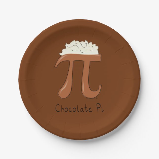 Assiettes En Carton Chocolat Pi Cute Math Pi Jour Plaques papier (Devant)