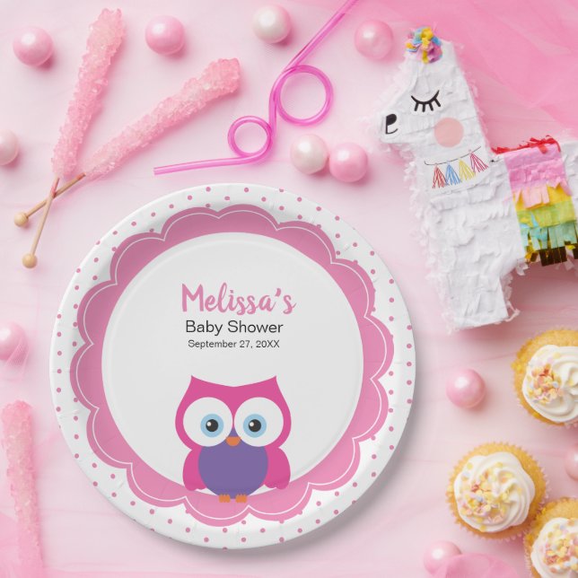Assiettes En Carton Chou fille rose Charming mignonne Yeux expressifs (Fête)