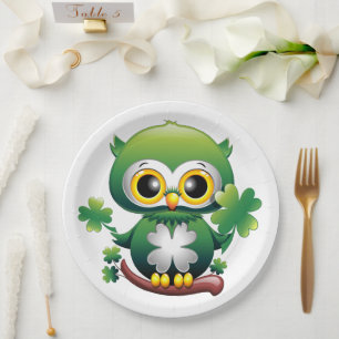 Assiettes En Carton Chouette bébé mignon St Patrick dessin animé