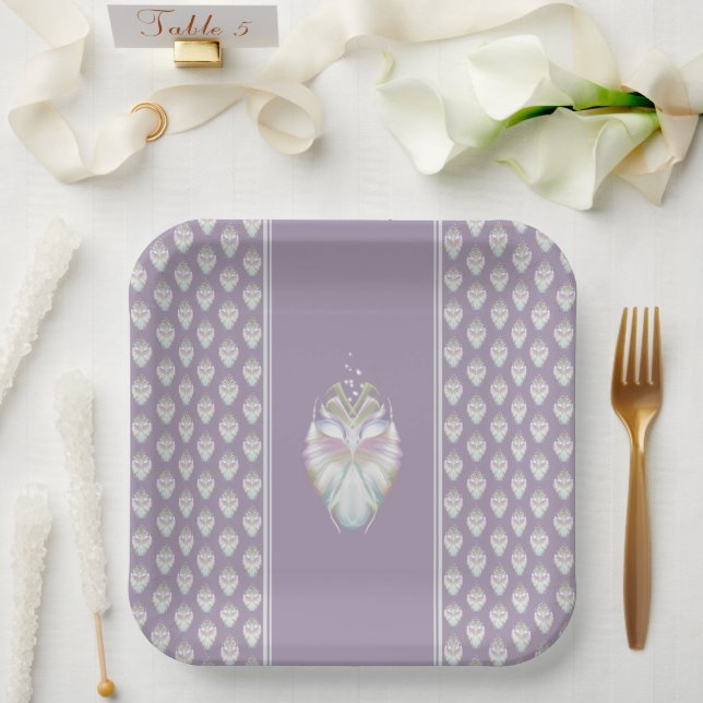 Assiettes En Carton Chouette Oracle Pastel Purple (Mariage)