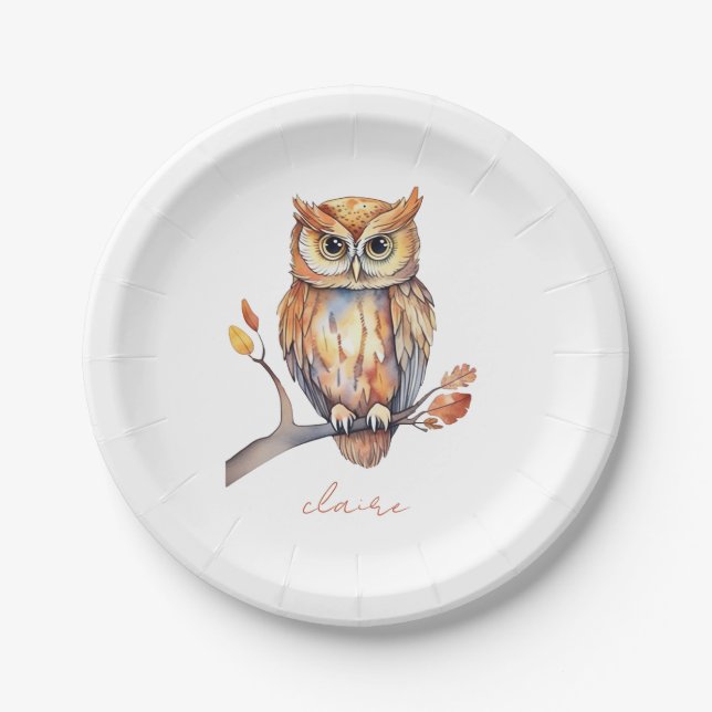 Assiettes En Carton Chouette personnalisée (Devant)