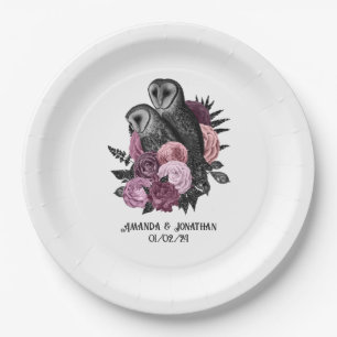 Assiettes En Carton Chouettes gothiques du glam floral Mauve