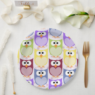 Assiettes En Carton Chouettes mignonnes, Chouette Motif, Chouettes pou
