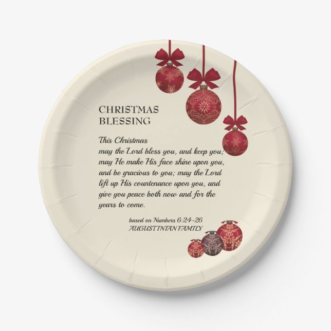 Assiettes En Carton chrétien | LE SEIGNEUR VOUS BLESSE | Noël (Devant)
