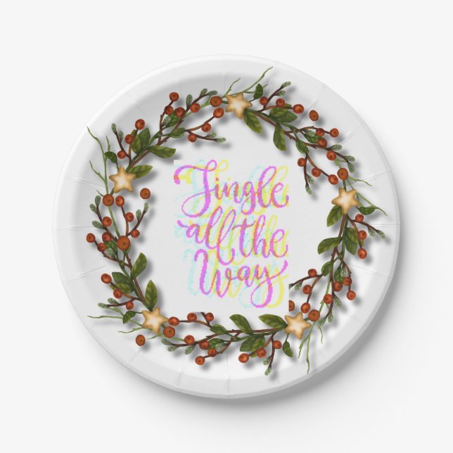 Assiettes En Carton christams wreath jingle les cloches plaques de pap (Devant)