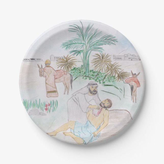 Assiettes En Carton Christian Artwork Le bon samaritain (Devant)