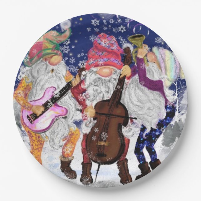 Assiettes En Carton Christmas Band - Happy Song (Devant)