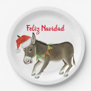 Assiettes En Carton Christmas Burro Feliz Navidad Personnalisable
