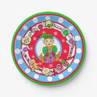 Christmas Elf Boy Whimsical Candy Polka Dot