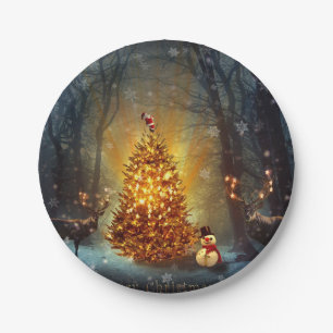 Assiettes En Carton Christmas Forest.
