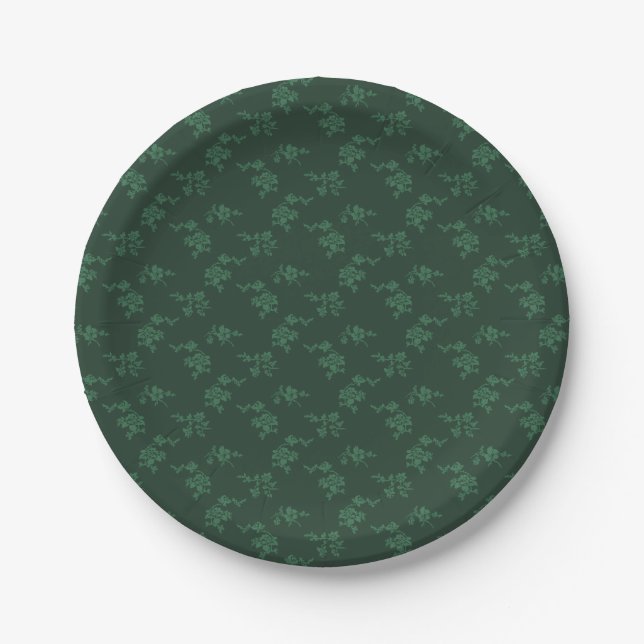 Assiettes En Carton  Christmas Green Floral (Devant)