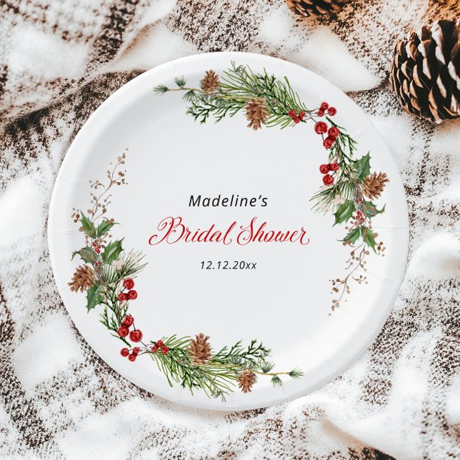 Assiettes En Carton Christmas Greenery Bridal Shower  (Créateur téléchargé)