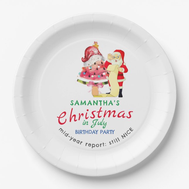 Assiettes En Carton Christmas in July Naughty / Nice Toddler Birthday (Devant)