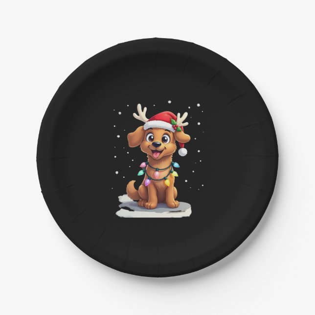 Assiettes En Carton Christmas Lights Soft Coated Wheaten Terrier Dog T (Devant)
