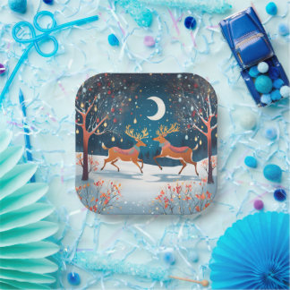 Assiettes En Carton Christmas Night