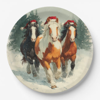 Assiettes En Carton Christmas Paper Plate / Beautiful Galloping Horse 