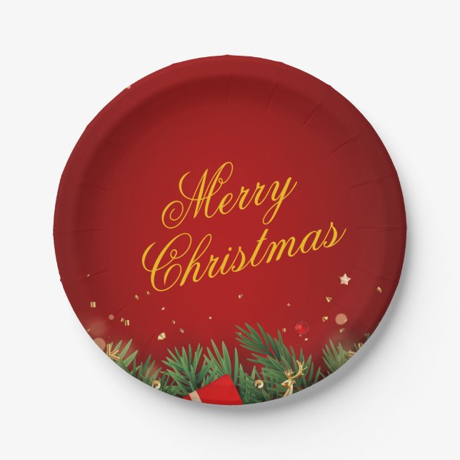 Assiettes En Carton Christmas Paper Plate – Festive Holiday Tableware (Devant)