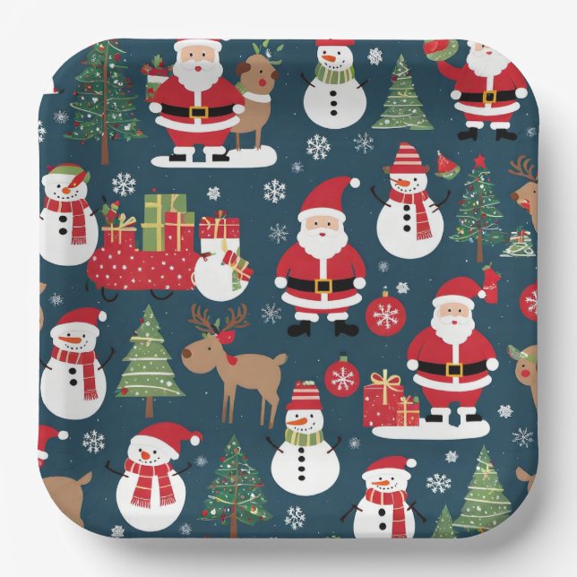 Assiettes En Carton Christmas Paper Plates (Recto)