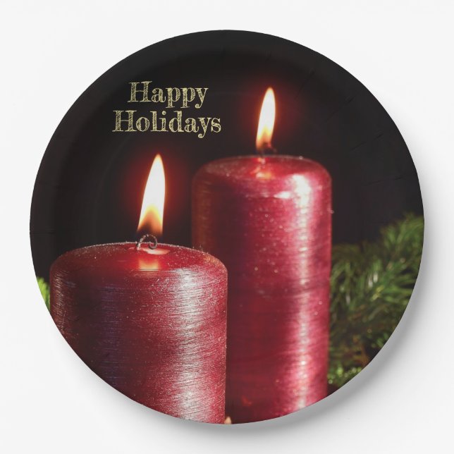 Assiettes En Carton  Christmas Party Red Candles Winter Holidays (Devant)
