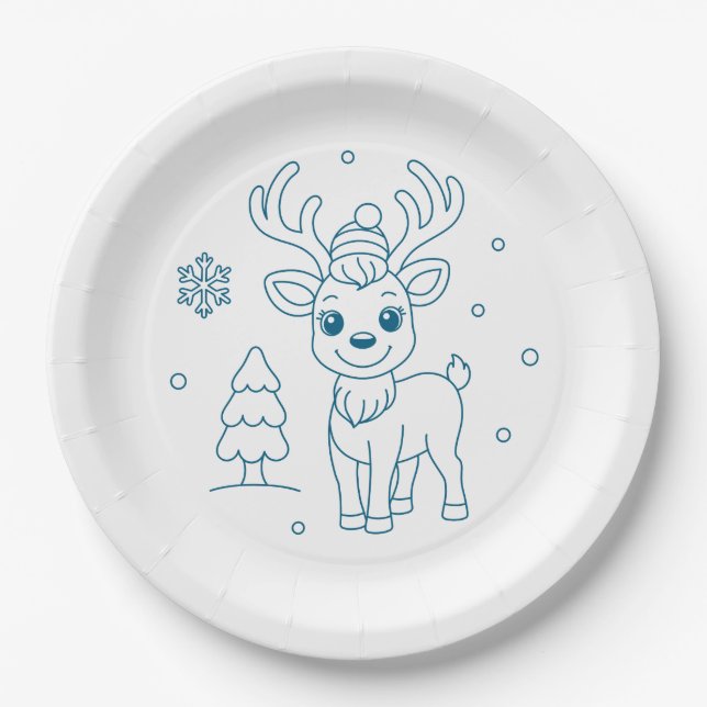 Assiettes En Carton christmas reindeer (Devant)