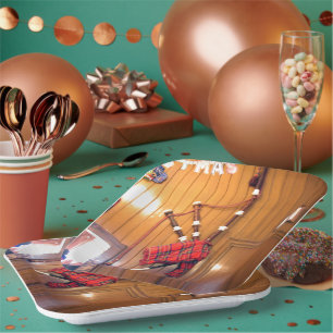Assiettes En Carton Christmas Scotland Bouchon musical Plaque cadeaux