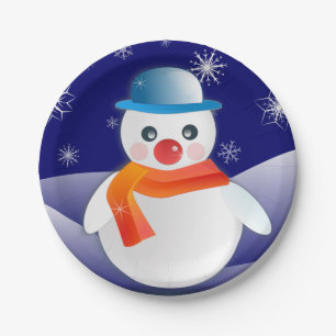 Assiettes En Carton Christmas Snowman