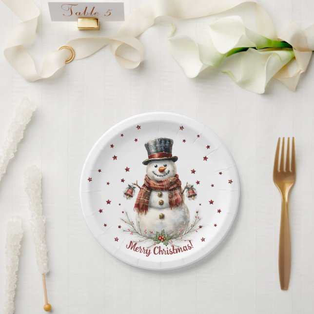 Assiettes En Carton Christmas Snowman Holiday Party (Mariage)