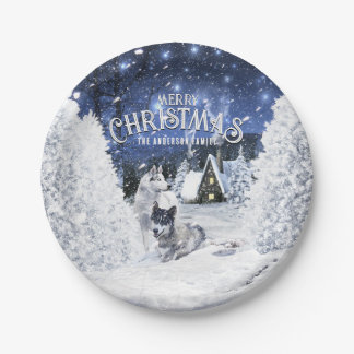 Assiettes En Carton Christmas Winter Fairy Tale, Wolves in Snow -