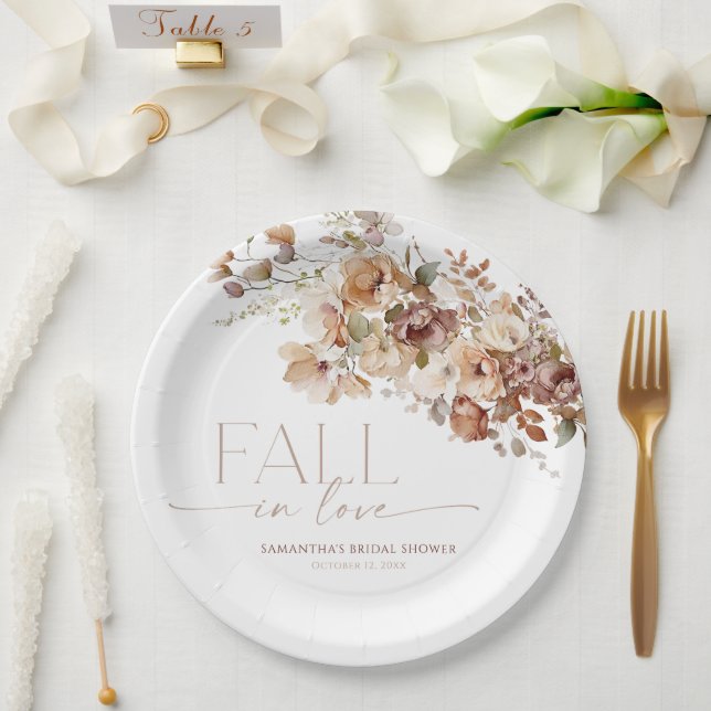 Assiettes En Carton Chute amoureuse douche à nuptiale fleurie rustique (Mariage)