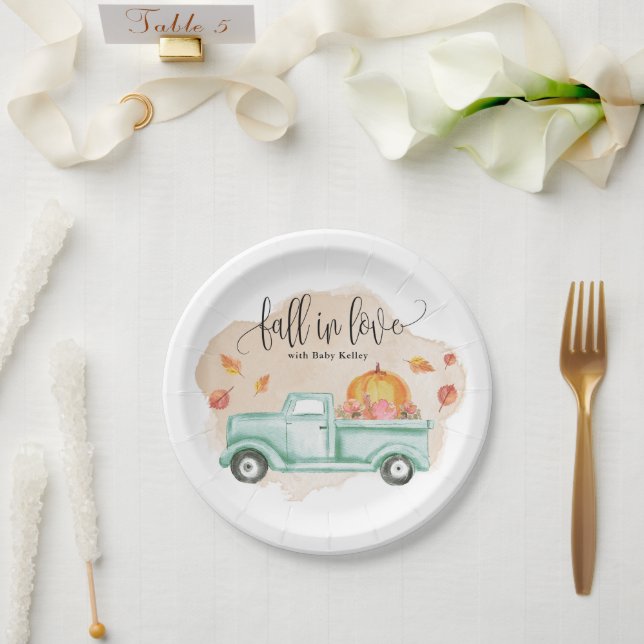 Assiettes En Carton Chute dans LoveFarm Truck Baby shower Dessert (Mariage)