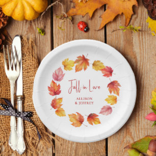Assiettes En Carton Chute du Mariage d'automne Feuille chute dans l'am
