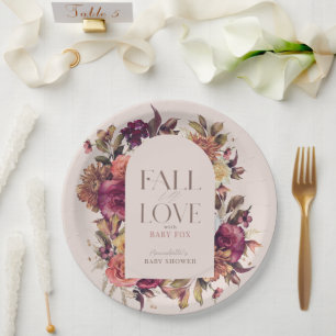 Assiettes En Carton Chute en amour Automne Wreath Arch Baby shower ros