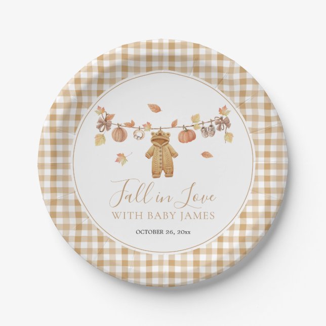 Assiettes En Carton Chute en amour Rustique Boho Baby shower d'automne (Devant)