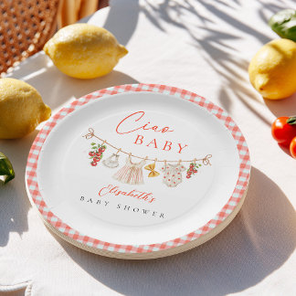 Assiettes En Carton Ciao Baby Fête de Naissance Italienne