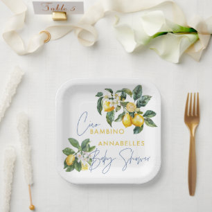 Assiettes En Carton Ciao Bambino baby shower grec au citron