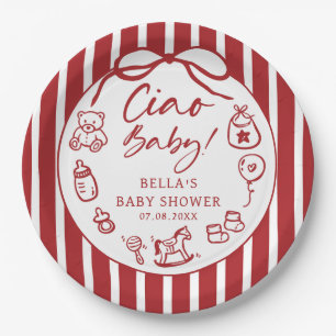 Assiettes En Carton Ciao Bambino Baby shower italien illustré