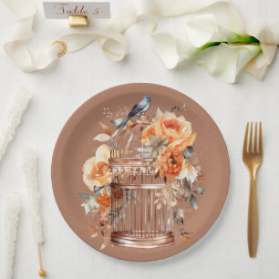 Assiettes En Carton Cidre épicé Orange Gold Blue Birdcage