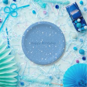 Assiettes En Carton Ciel bleu blanc d'anniversaire d'étoiles