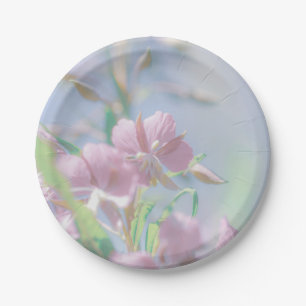 Assiettes En Carton Ciel bleu Vert Plante Feuilles Fleurs violettes