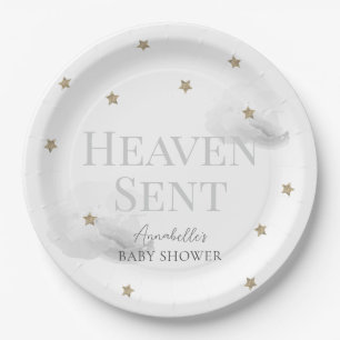 Assiettes En Carton Ciel envoyé Grey Cloud Baby shower neutre