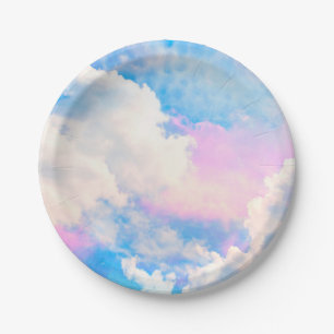 Assiettes En Carton Ciel Pastel Nuageux 1