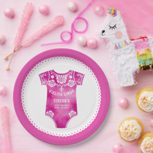 Assiettes En Carton Cielito Lindo carrosserie rose fille baby shower