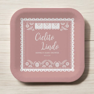 Assiettes En Carton Cielito rose Lindo Talavera Baby shower mexicain