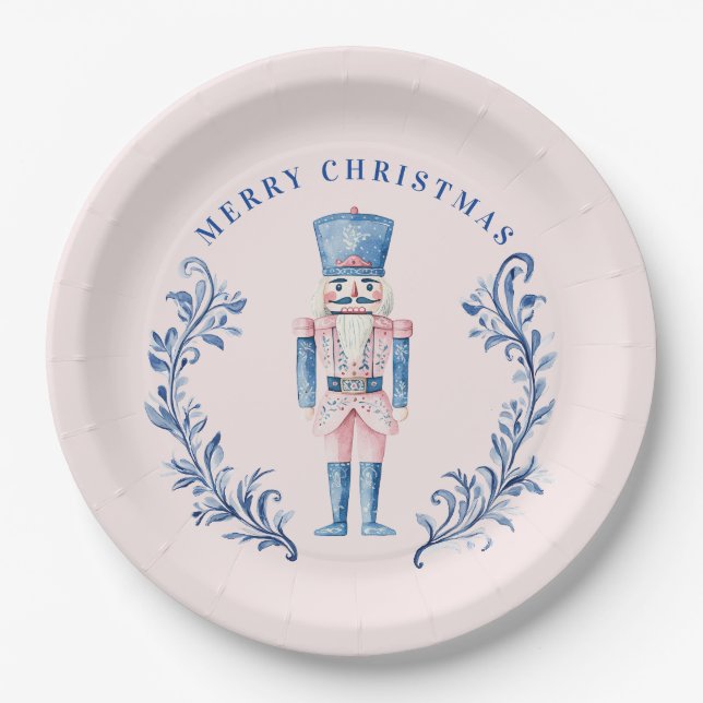 Assiettes En Carton Cimetière en toile rose et bleu (Devant)