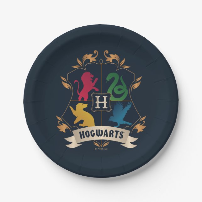 Assiettes En Carton Cimier de maison Ornat HOGWARTS™ (Devant)