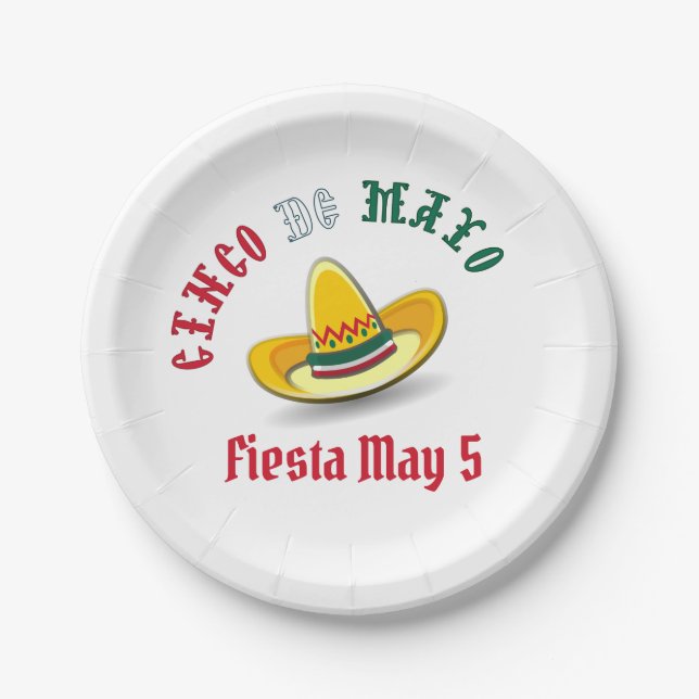 Assiettes En Carton Cinco de Mayo personnalisable 5 mai Fiesta (Devant)