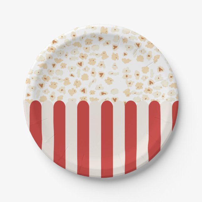 Assiettes En Carton Cinéma Popcorn Retro (Devant)